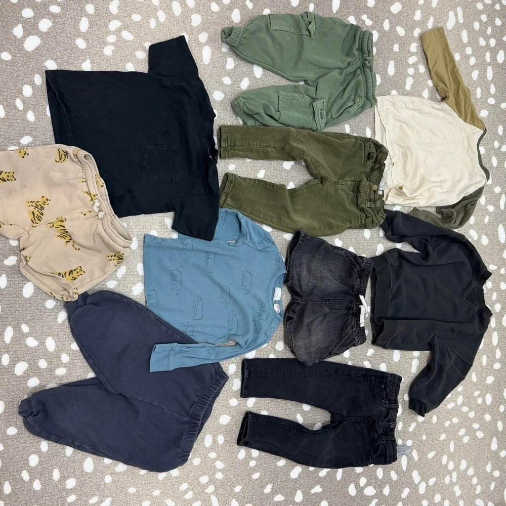 Lot of 10 Zara Kids tee sweater crewneck shorts joggers sweatpants rib toddler